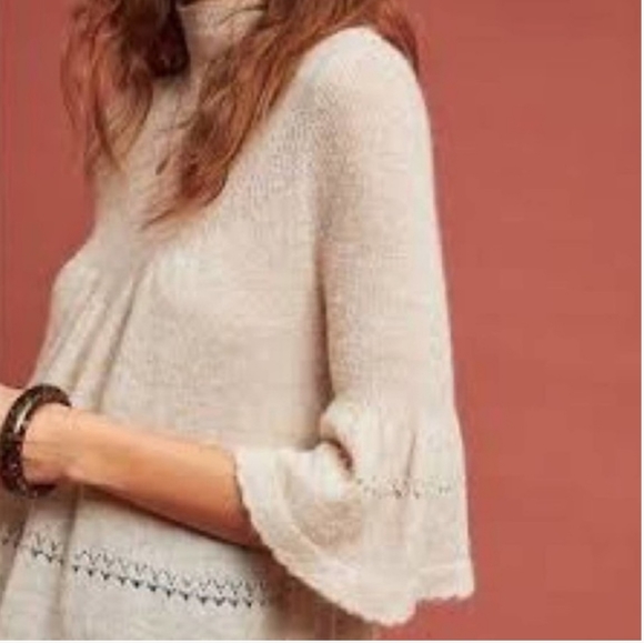 Anthropologie Feather Bone Whitby Bell Sleeve Sweater Merino Wool Alpaca Women - Picture 3 of 15